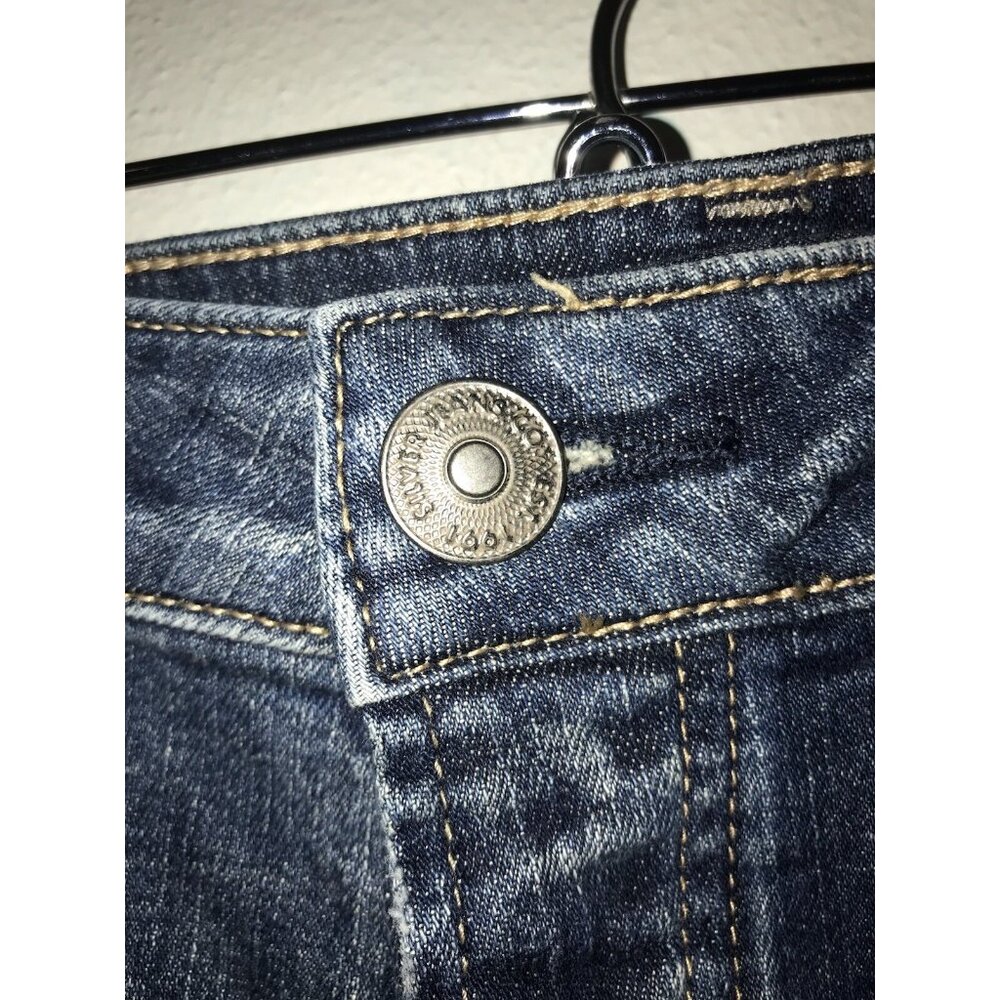 Silver Jean Women 26x27 Kennie Button Fly Distressed Stretch Fabric Straight Cut - Picture 4 of 11